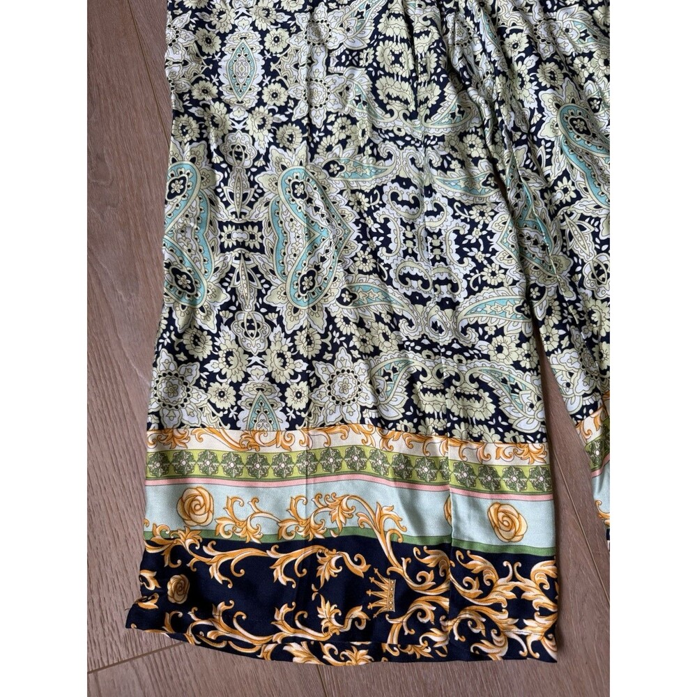Rachel Zoe Pants Small STRETCHY SATIN Floral Pull On Elastic Waist - Picture 2 of 6